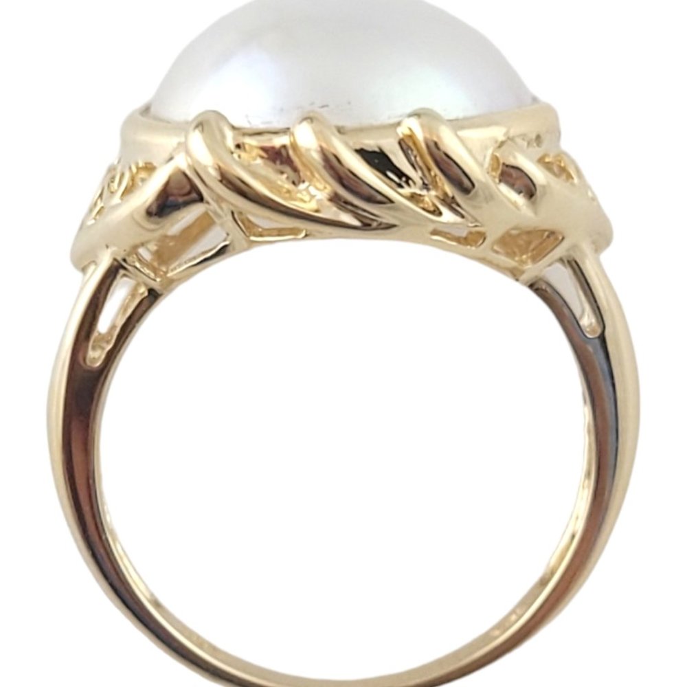 14K Yellow Gold Mabe Pearl Ring Size 6.25 #16366 - Picture 3 of 7